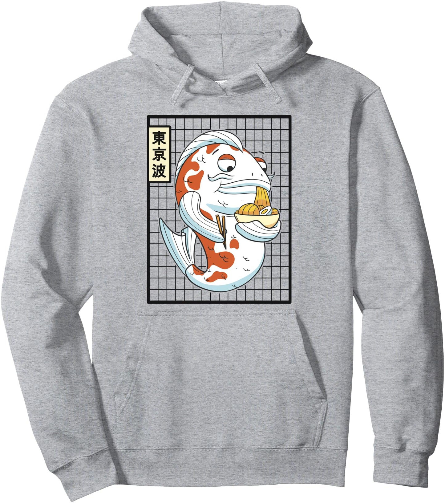 Kawaii Koi Fish Ramen Noodles Japanese Grid Art Teen Anime Pullover Hoodie