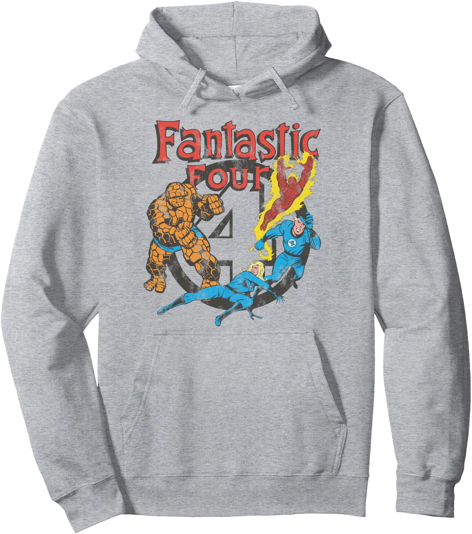 Marvel Fantastic Four Group Shot Vintage Distressed Logo Pullover Hoodie