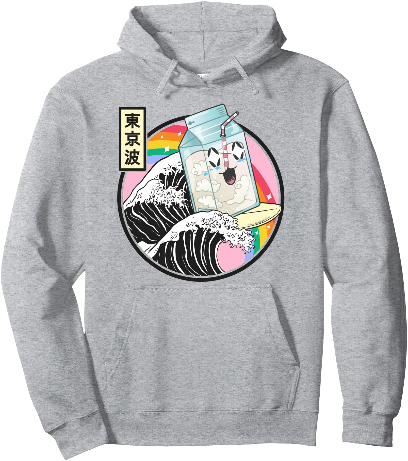 Surfing Milk Carton Kanagawa Wave Kawaii Anime Vaporwave Pullover Hoodie