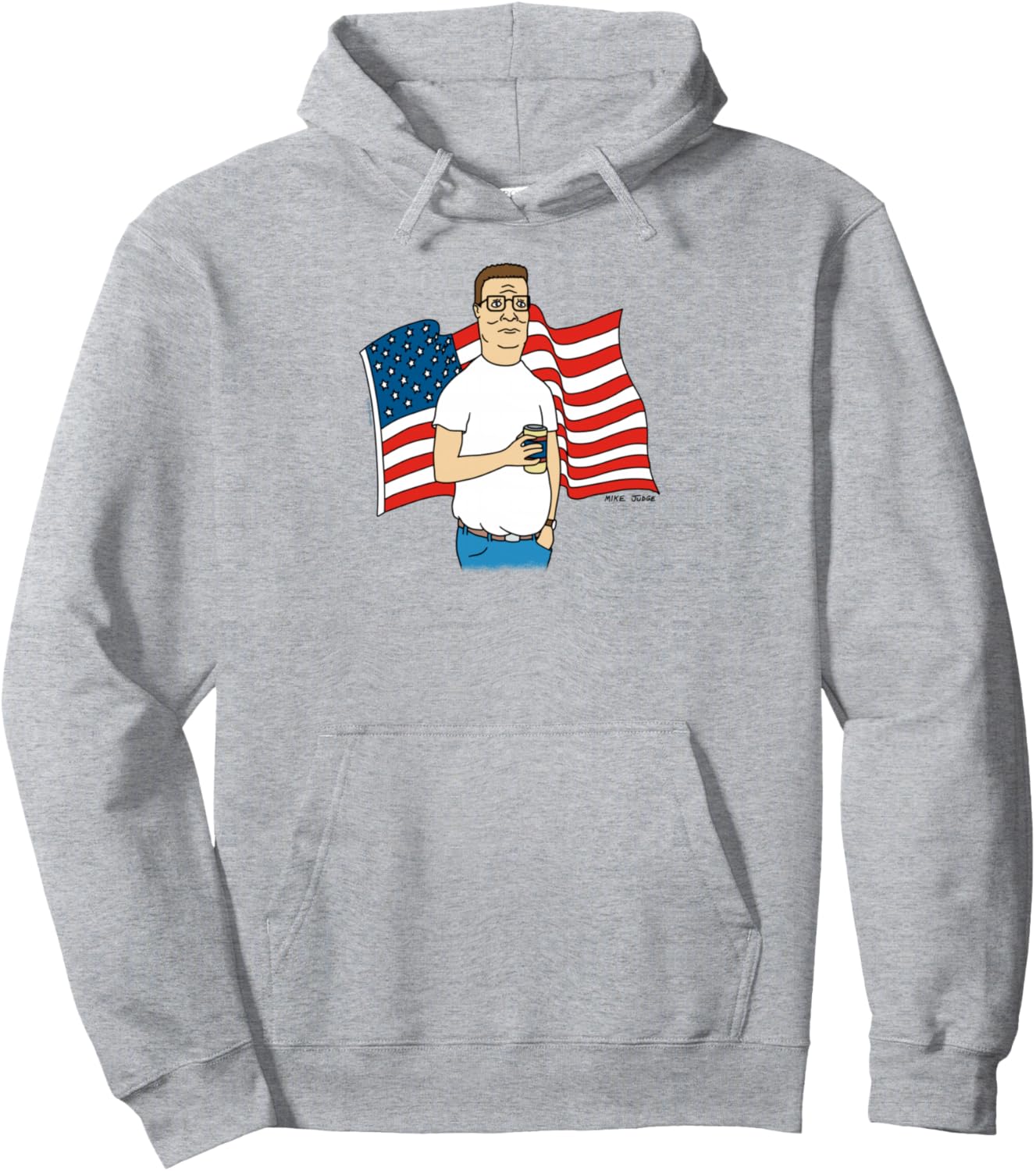 King of the Hill Hank Hill and American Flag Cartoon Pullover Hoodie