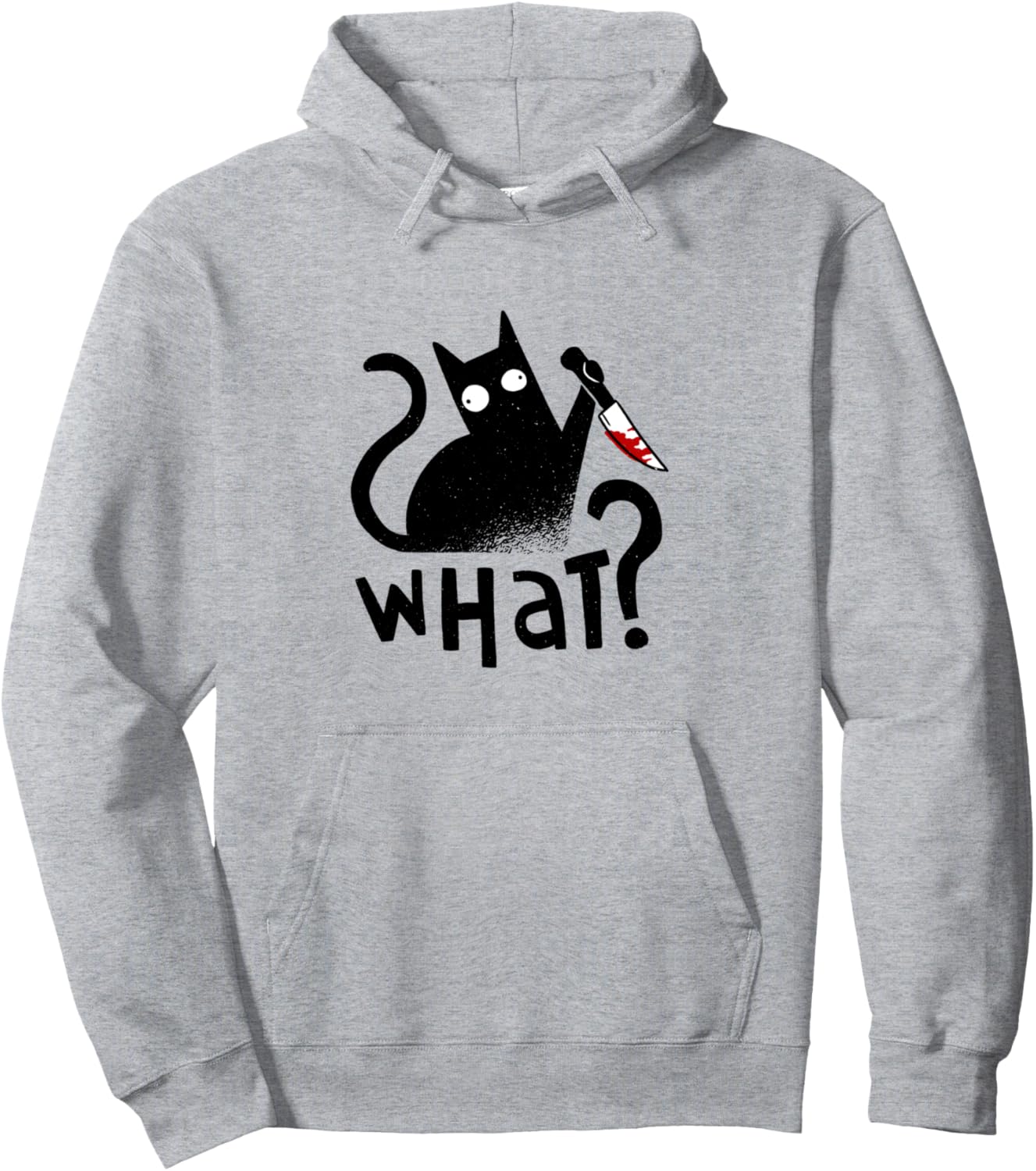Cat What Cat With Knife Black Cat Murderous Cat Halloween Pullover Hoodie