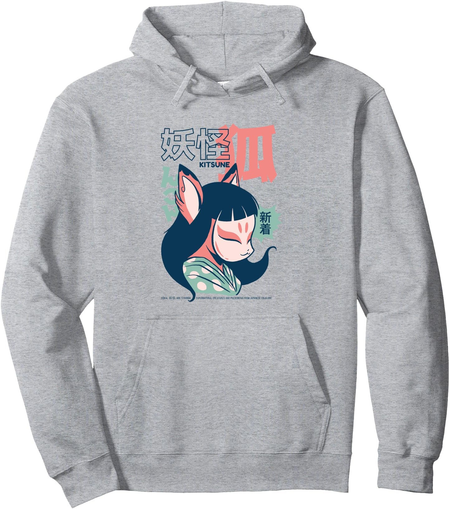 Kitsune Yokai Hoodie, Japanese Fox Spirit Yokai Pullover Hoodie