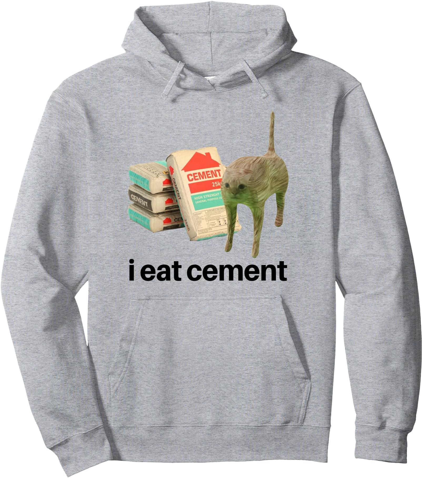 I Eat Cement, Cursed Cat Meme Funny, Cat Lover Pullover Hoodie