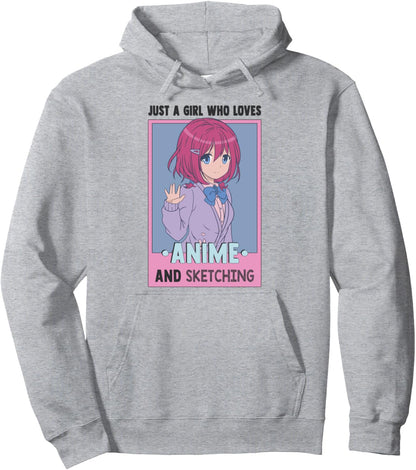 Otaku Anime Girl Just A Girl Who Loves Anime And Sketching Pullover Hoodie