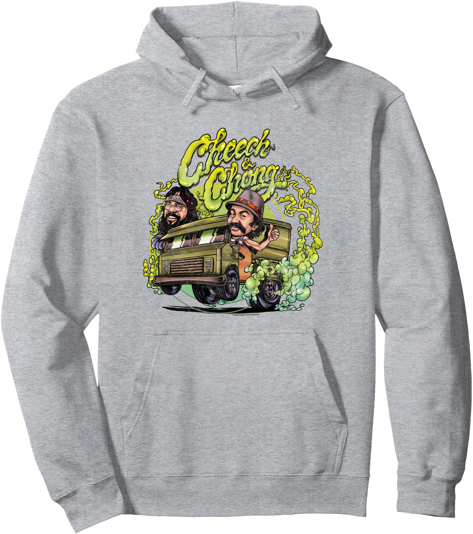 Cheech & Chong Retro Cartoon Riding Truck With Green Smoke Pullover Hoodie