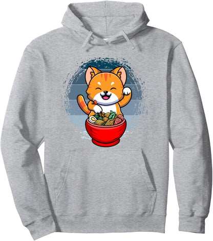 Ramen And Cats, Japanese Anime For Men Women, Retro Anime Pullover Hoodie