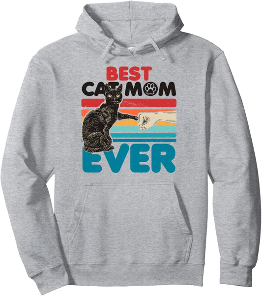 Cat Mom and Cat Fist Bump Cat Mother's Day Cat Lover Owner Pullover Hoodie