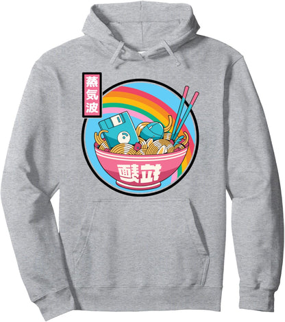 Digital Ramen Bowl Japan Style Pastel Otaku Anime Vaporwave Pullover Hoodie