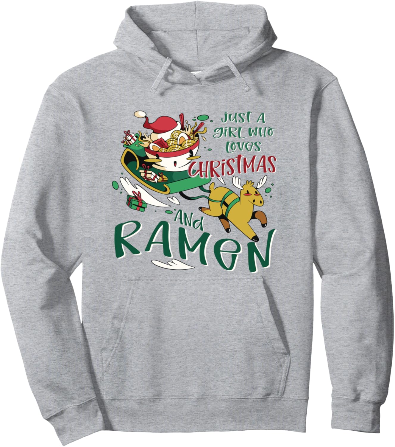 Christmas Ramen Noodles Tee for a Girl Who Loves Ramen Anime Pullover Hoodie