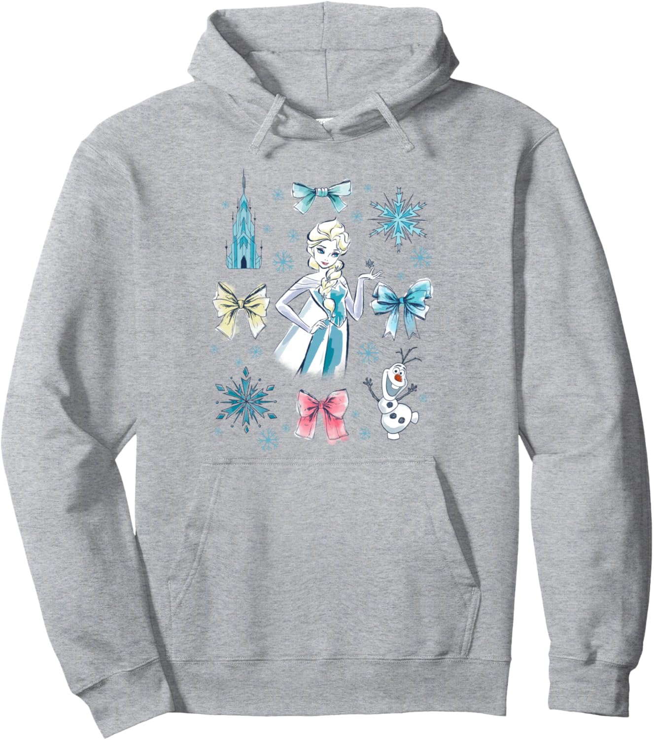 Disney Frozen Elsa Bow Watercolor Collage Pullover Hoodie