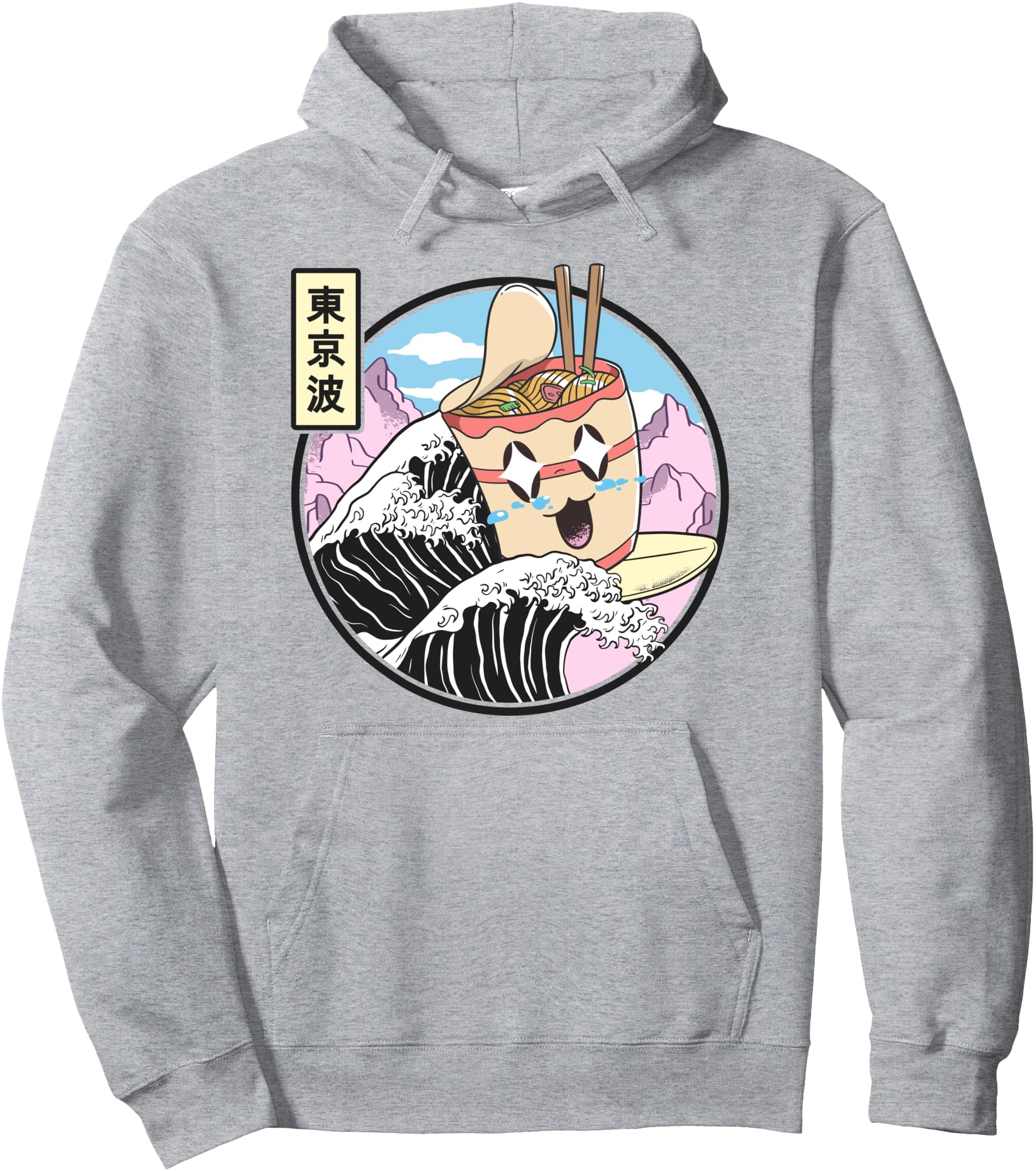 Instant Ramen Noodles Surfing Japanese Wave Vaporwave Kawaii Pullover Hoodie
