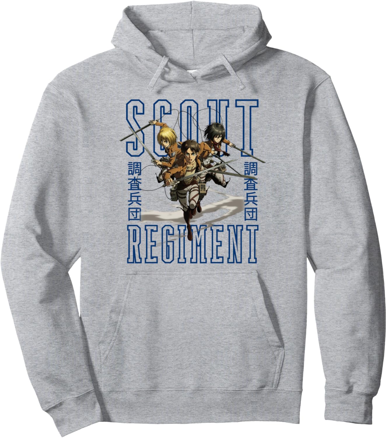 Attack on Titan Trio & Scout Regiment Text AOT Anime Pullover Hoodie