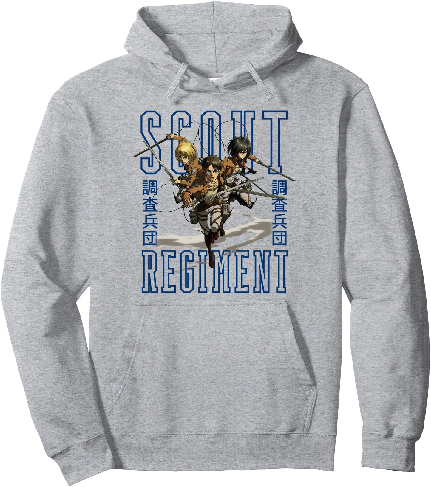 Attack on Titan Trio & Scout Regiment Text AOT Anime Pullover Hoodie