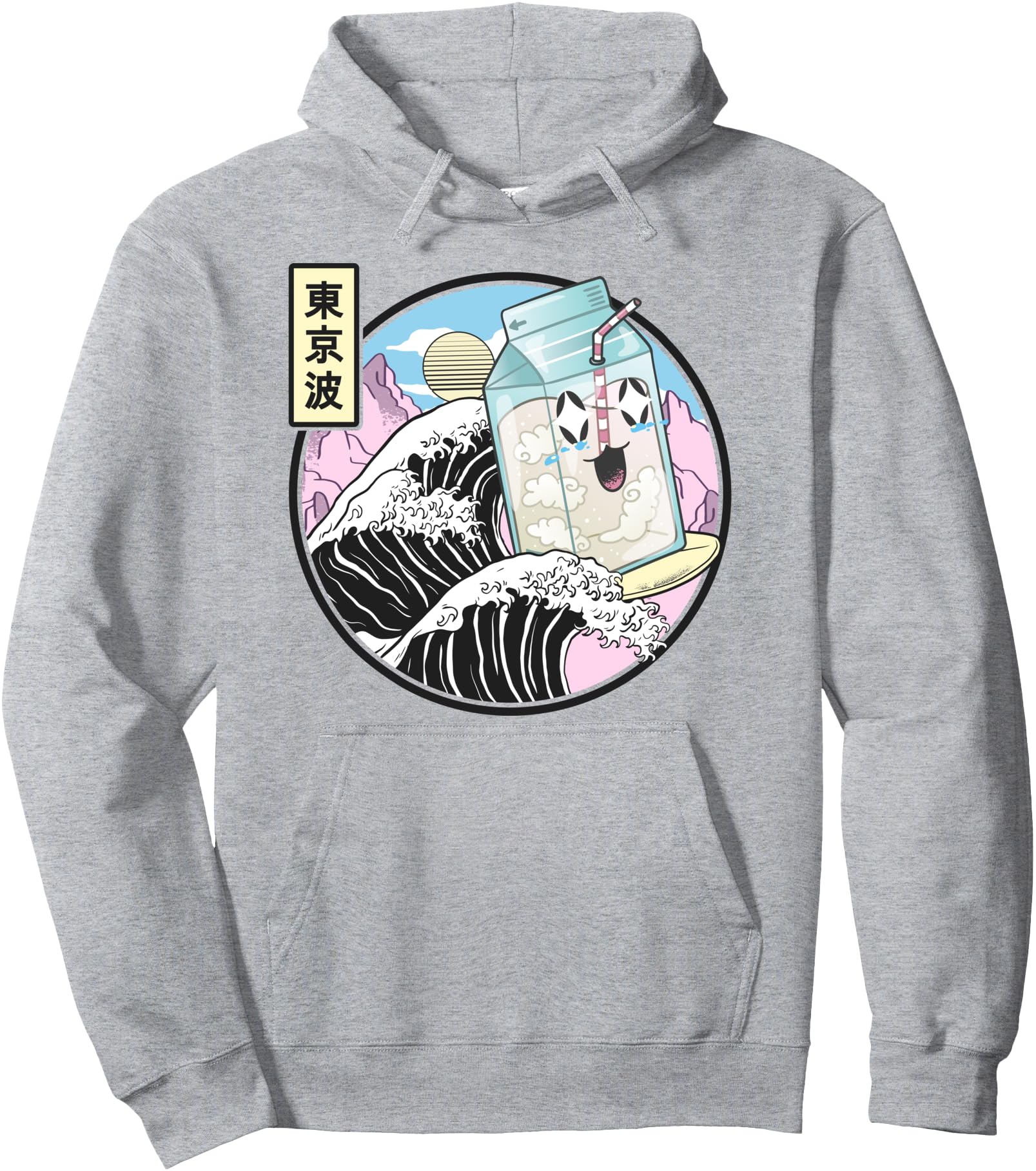 Surfing Milk Carton On Kanagawa Wave Vaporwave Kawaii Anime Pullover Hoodie