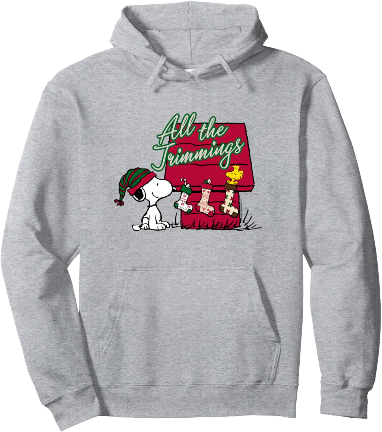 Peanuts Christmas Snoopy Woodstock In A Stocking Pullover Hoodie