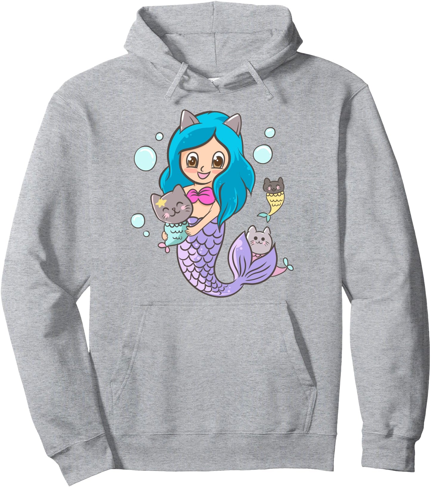 Mermaid Kitten Cats - Cute Kawaii Anime Japanese Pullover Hoodie
