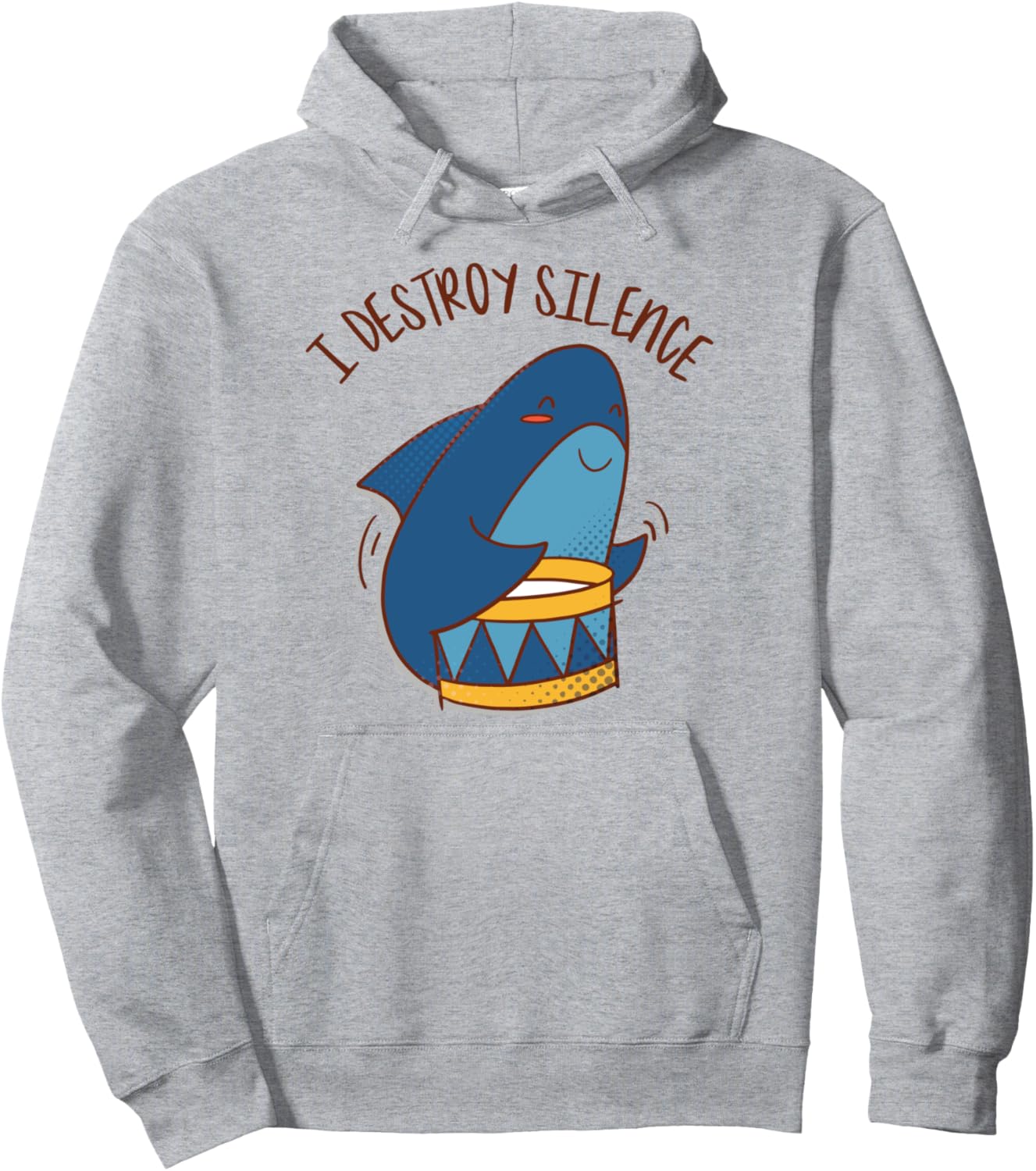 I Destroy Silence Rockstar Shark Playing Drums Musical Anima Pullover Hoodie