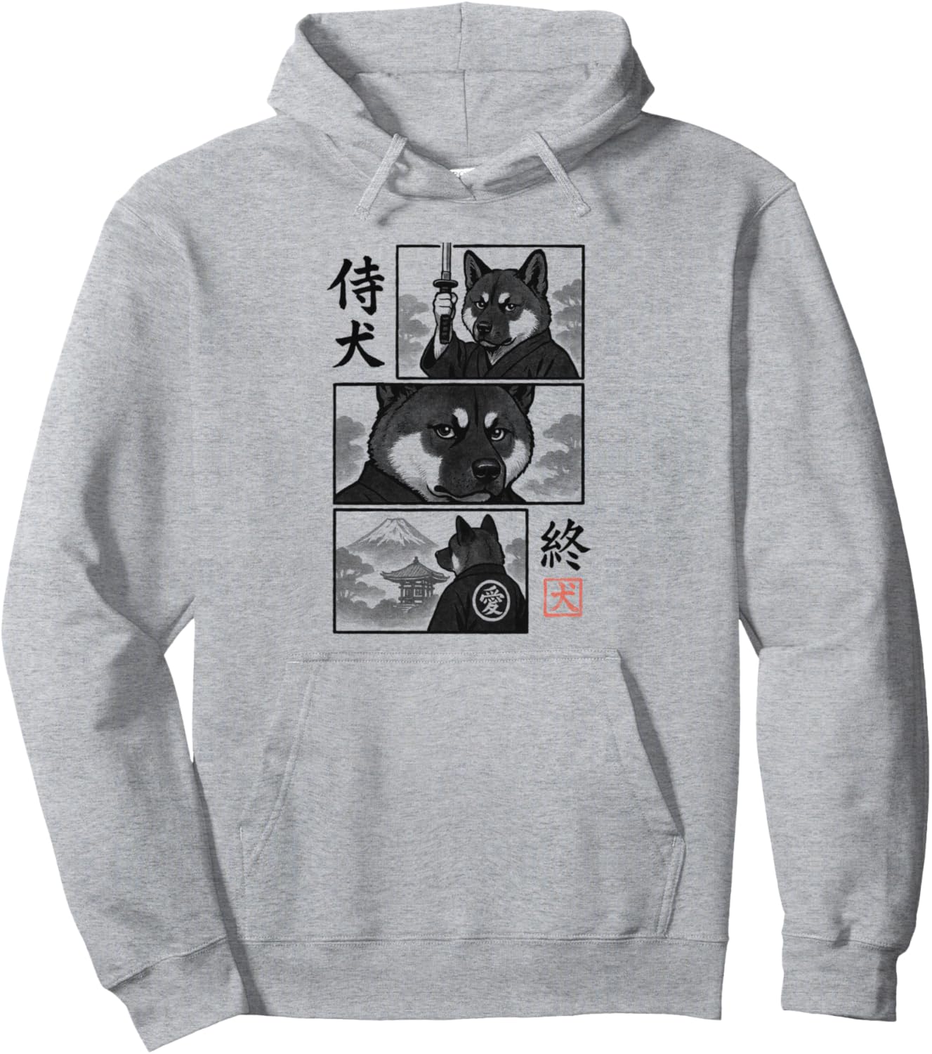 American Akita Samurai Warrior Manga Panels Dog Lover Pullover Hoodie