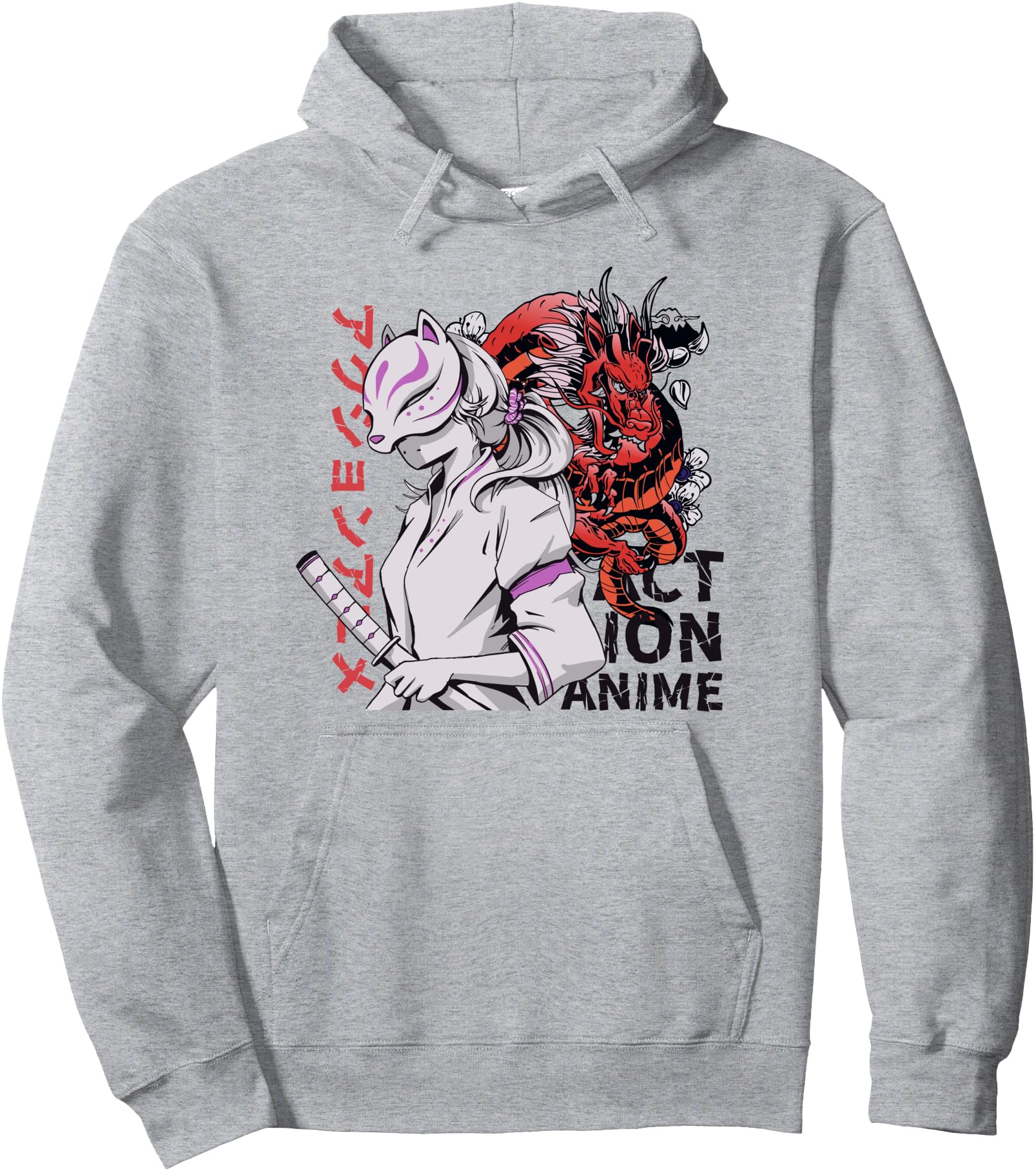 Japanese Kitsune Girl Samurai Warrior Fantasy Anime Pullover Hoodie