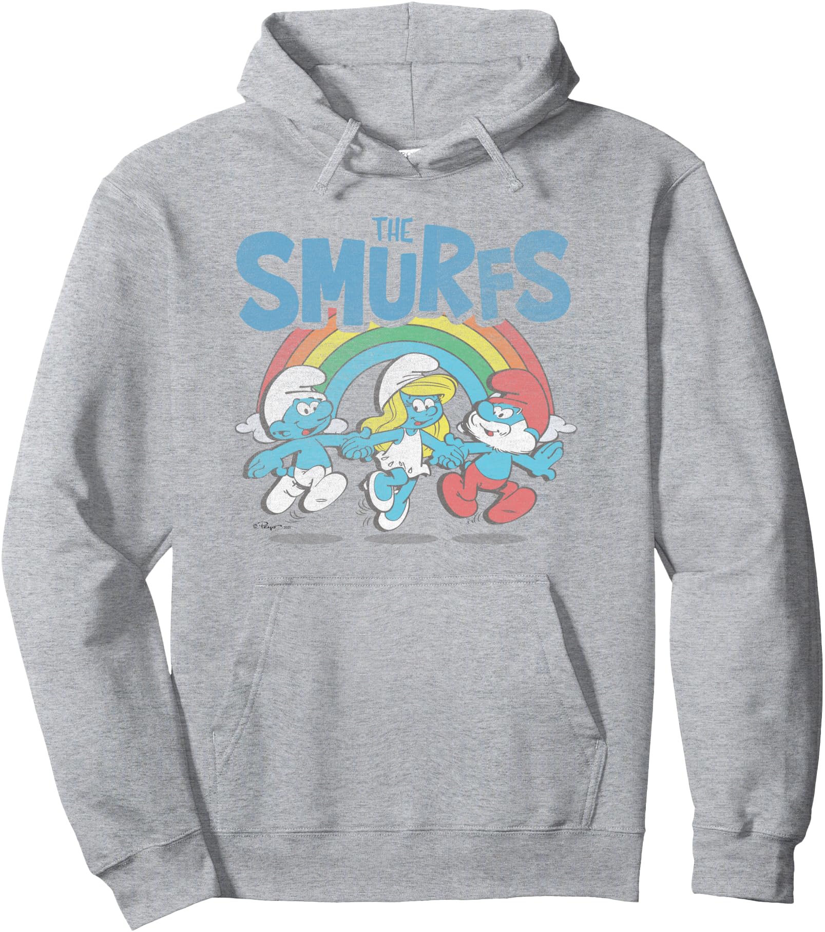 The Smurfs Vintage Rainbow With Characters Cartoon Pullover Hoodie
