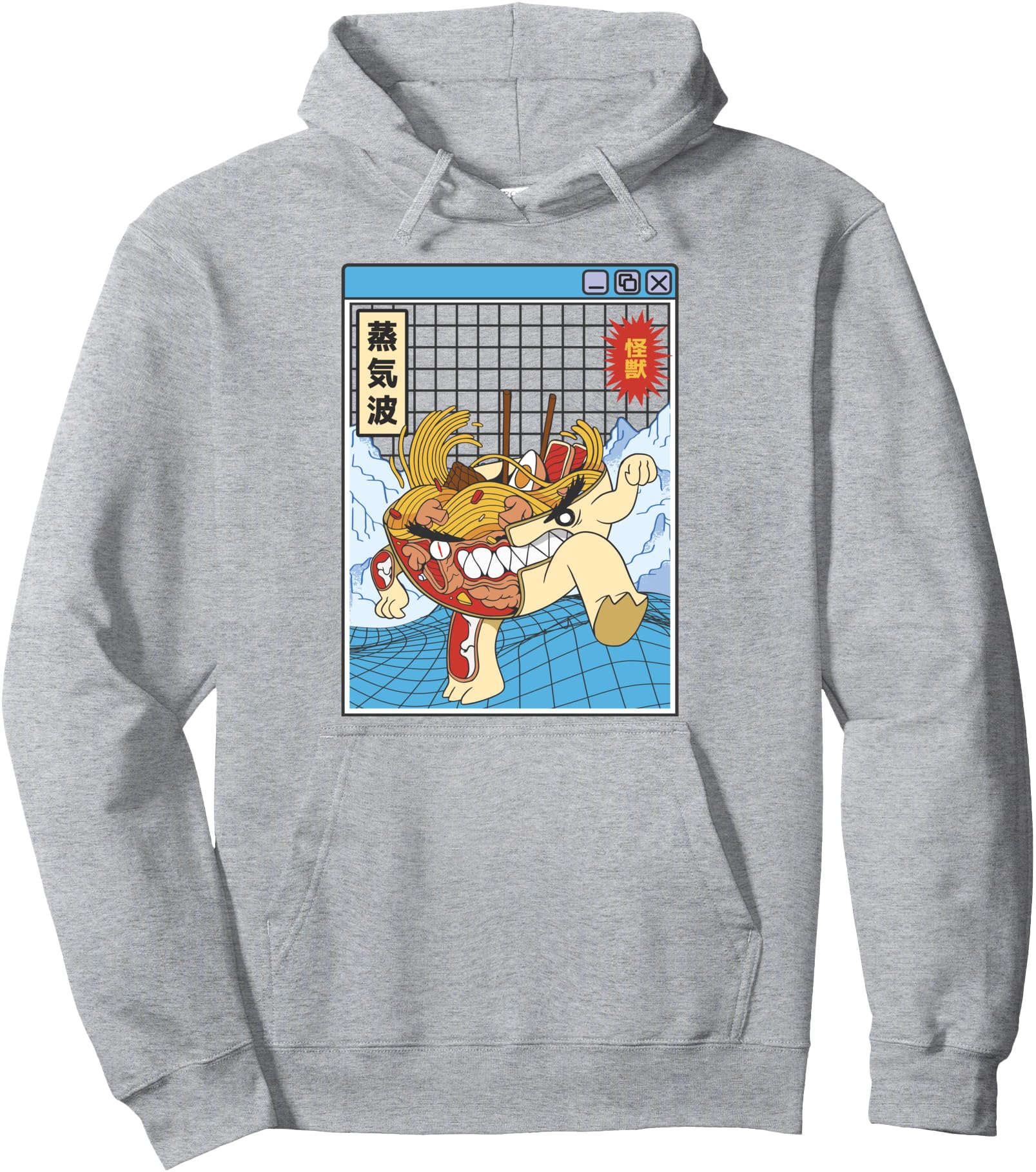 Angry Ramen Bowl X-Ray Japan Style Otaku Anime Vaporwave Pullover Hoodie