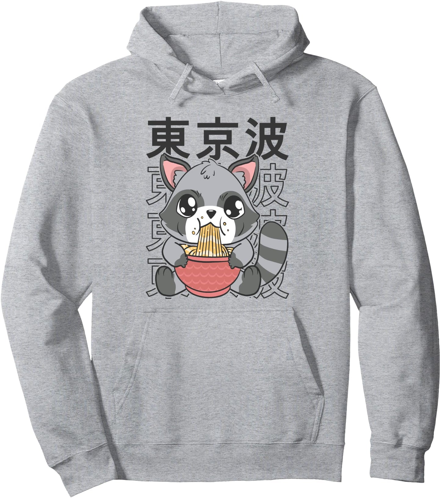 Kawaii Raccoon Eating Ramen Japanese Aesthetic Girls Anime Pullover Hoodie