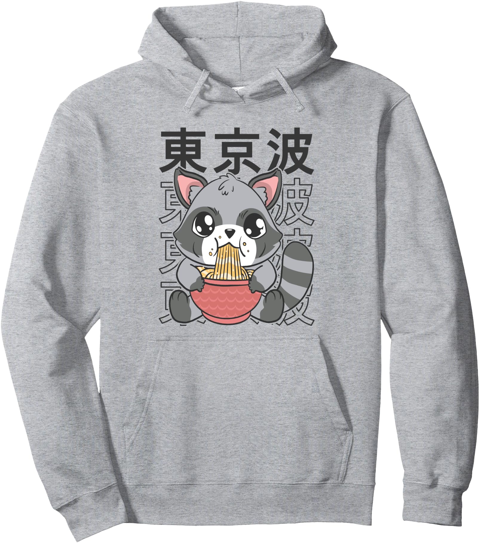 Kawaii Raccoon Eating Ramen Japanese Aesthetic Girls Anime Pullover Hoodie