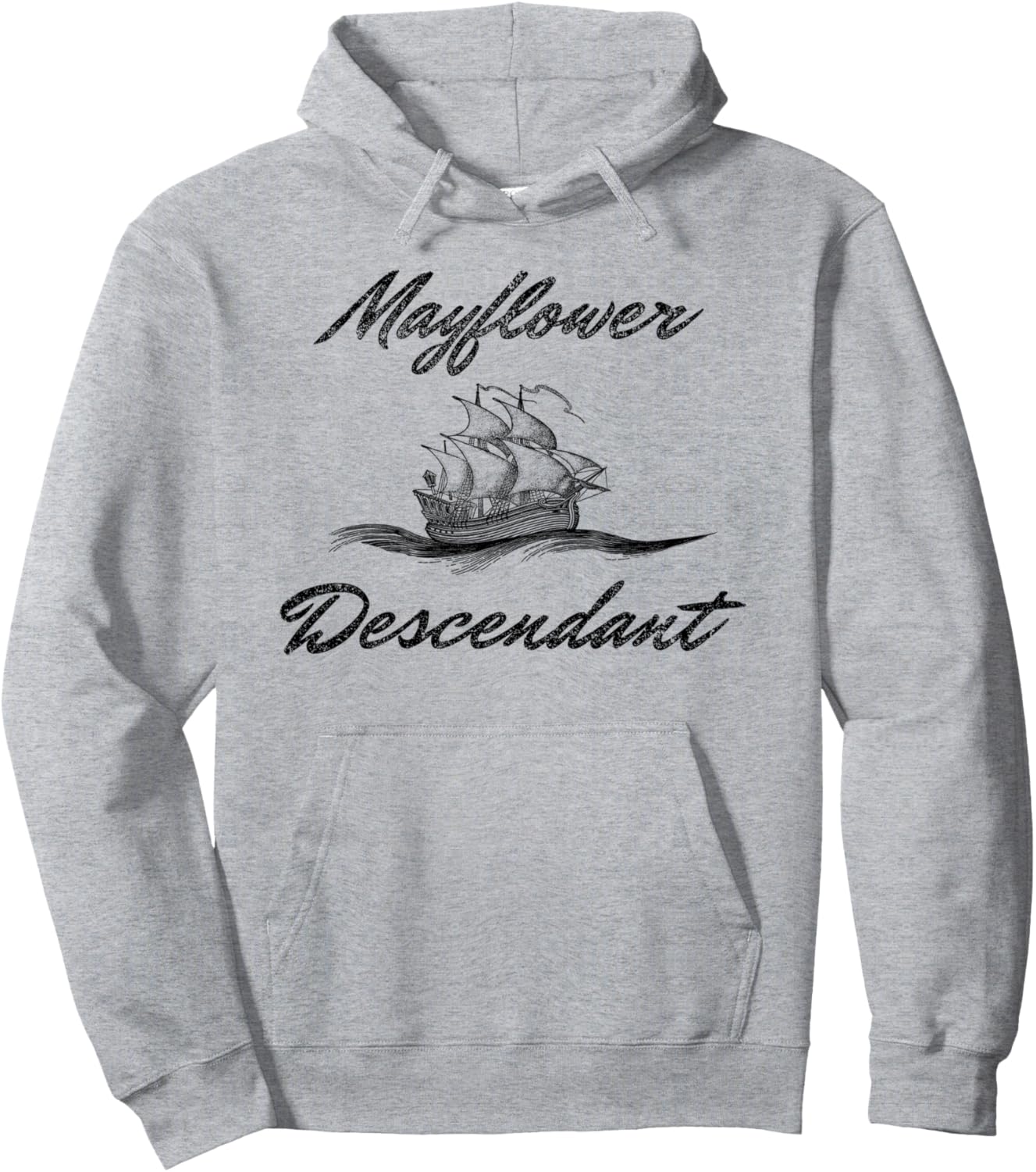 Mayflower Descendant 1620 Vintage Illustration Pullover Hoodie