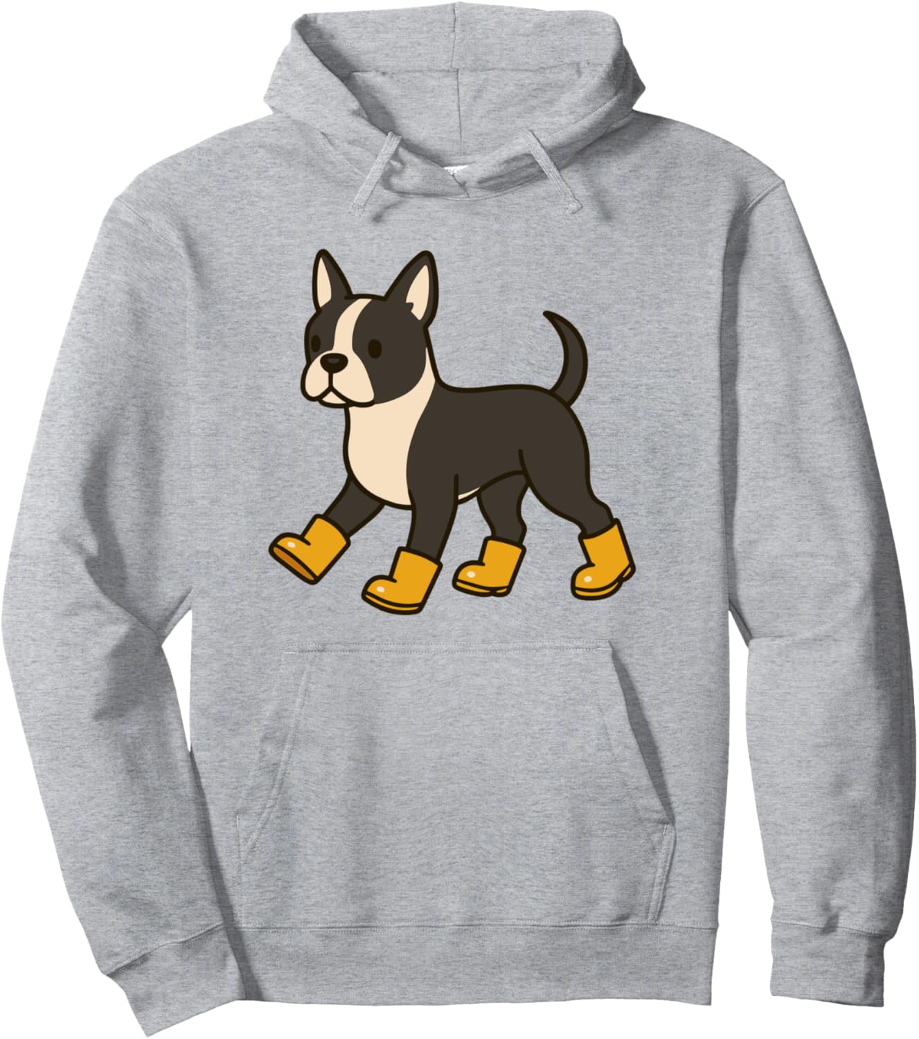 Cute Boston Terrier in Rain Boots Dog Lovers Pullover Hoodie