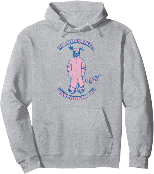 A Christmas Story Ralphie Looks Like A Pink Nightmare Funny Pullover Hoodie