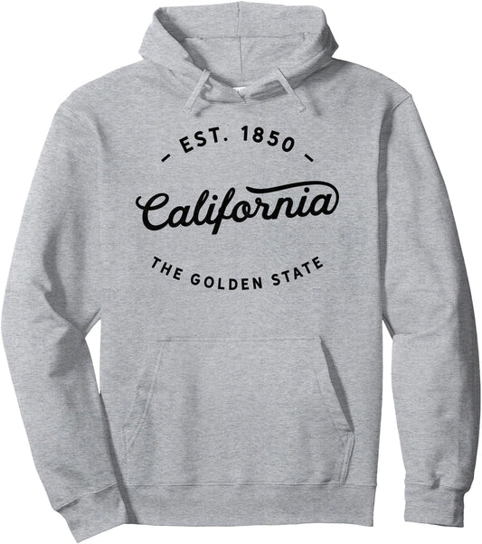 Casual Classic Retro California State 1850 USA Souvenir Pullover Hoodie