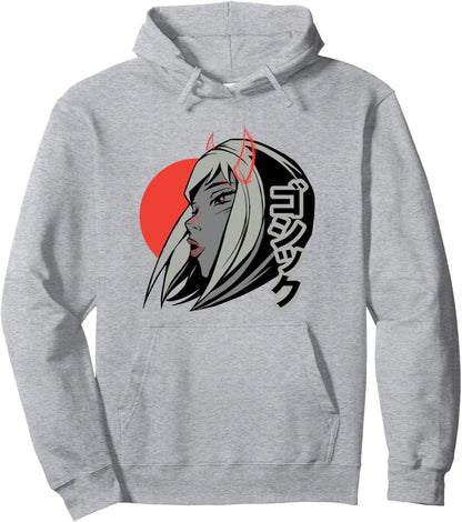 Alt Aesthetics - Gothic Girl - Devil Girl - Emo Anime Pullover Hoodie