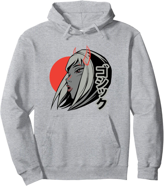 Alt Aesthetics - Gothic Girl - Devil Girl - Emo Anime Pullover Hoodie