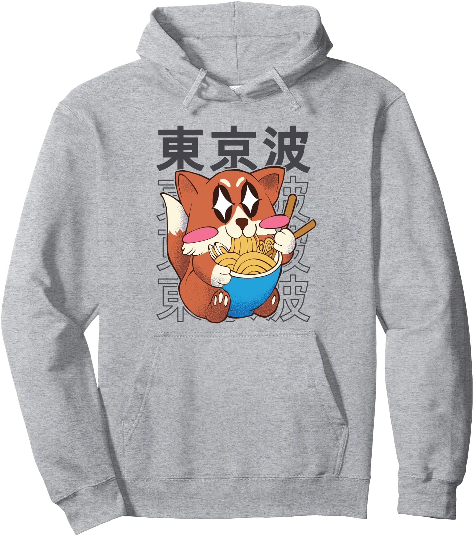 Kawaii Fox Eating Ramen Noodles Japanese Girls Teen Anime Pullover Hoodie