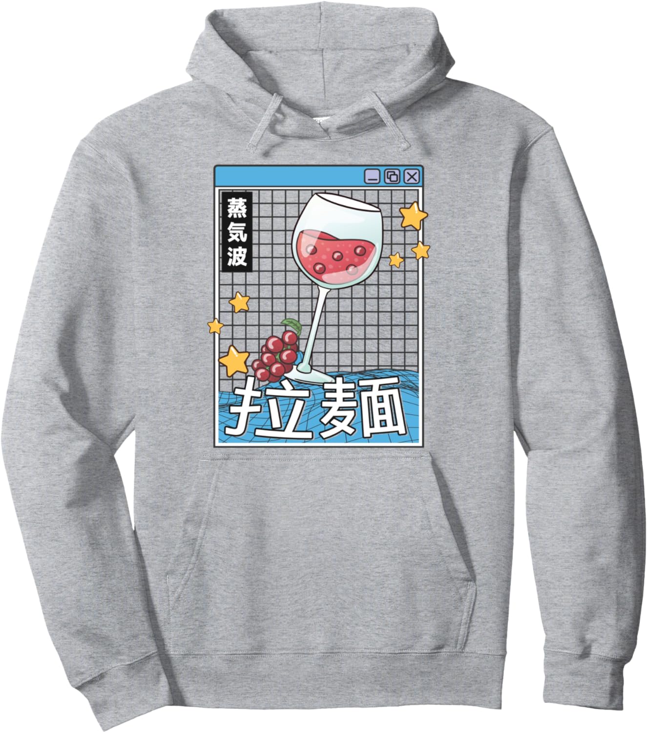 Wine Glass Digital Japan Style Pastel Otaku Anime Vaporwave Pullover Hoodie