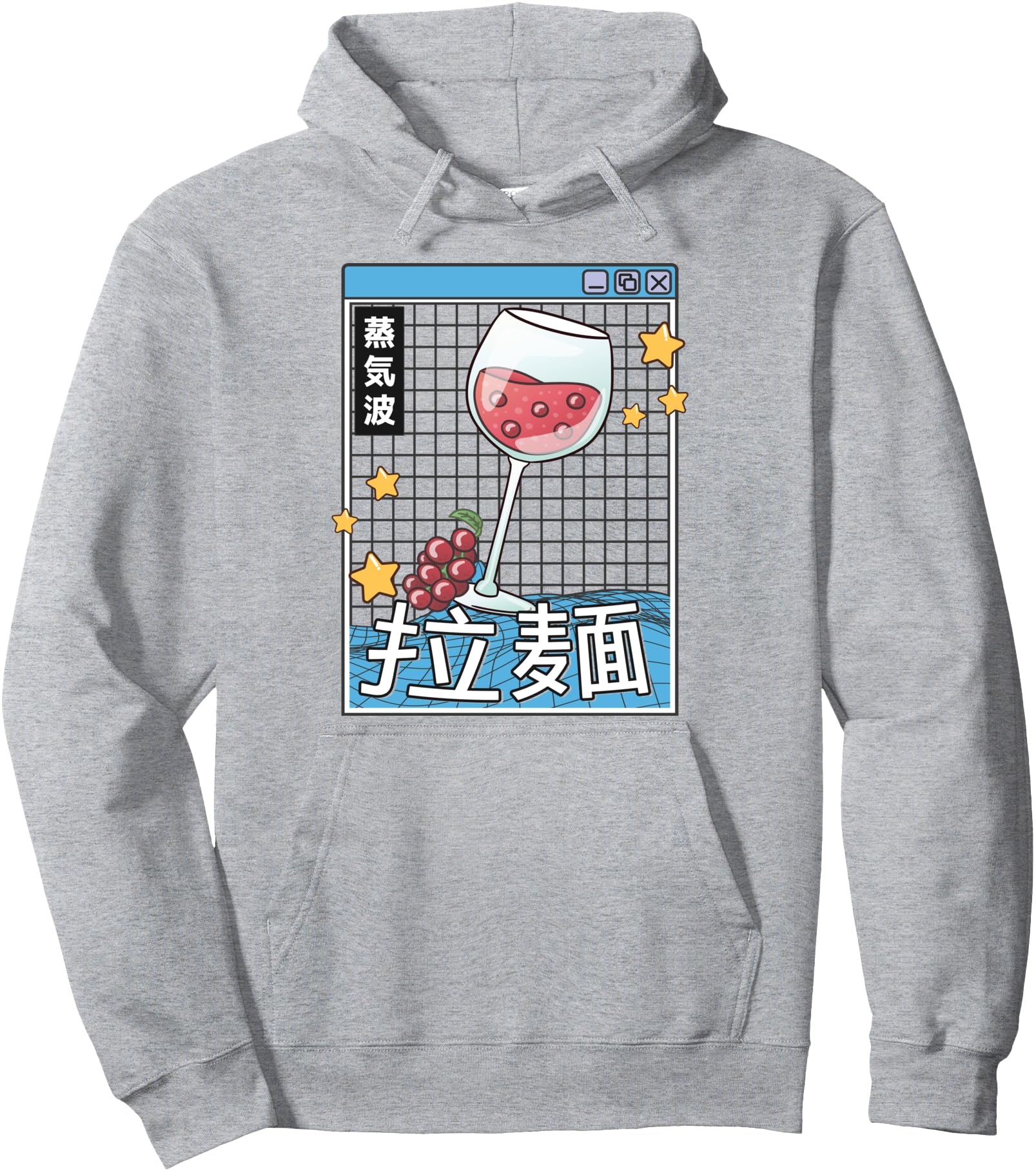 Wine Glass Digital Japan Style Pastel Otaku Anime Vaporwave Pullover Hoodie