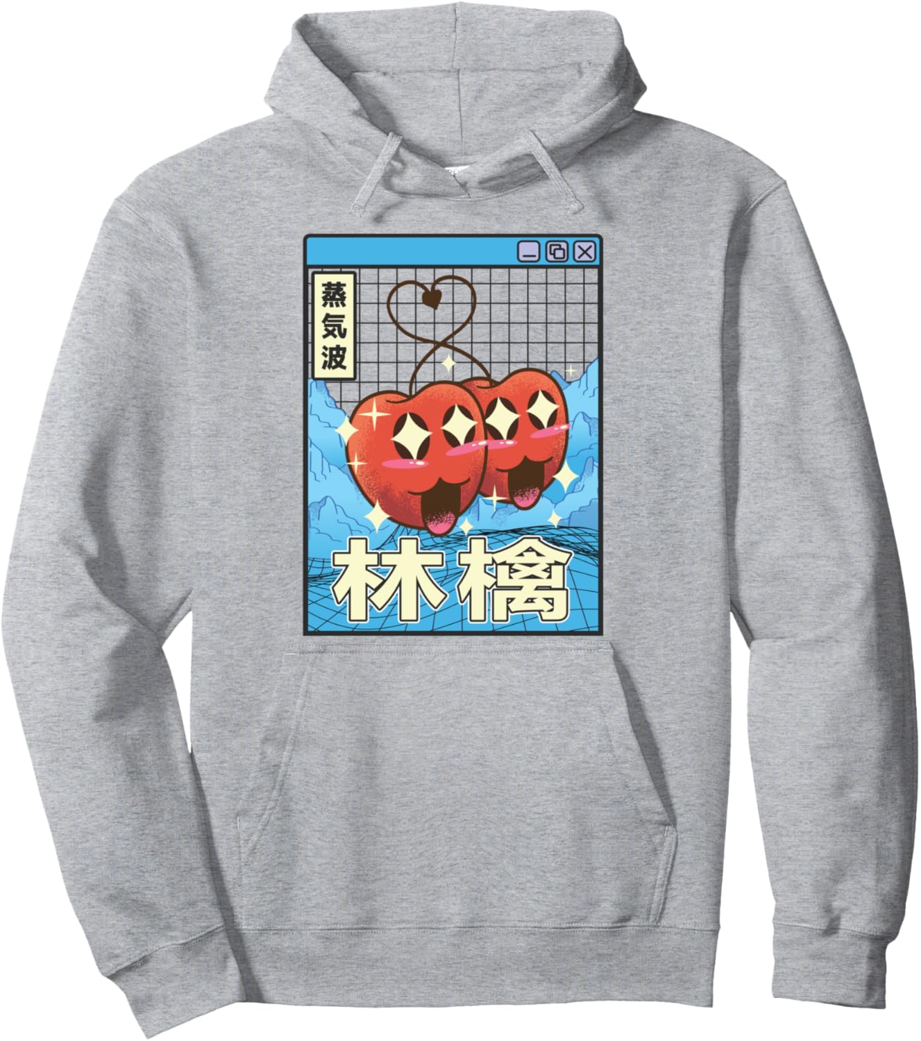 Happy Apples Digital Japan Style 80s Otaku Anime Vaporwave Pullover Hoodie