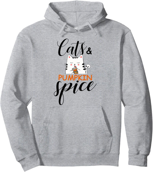 Cats &amp; Pumpkin Spice Fall Autumn for Women girl Thanksgiving Pullover Hoodie