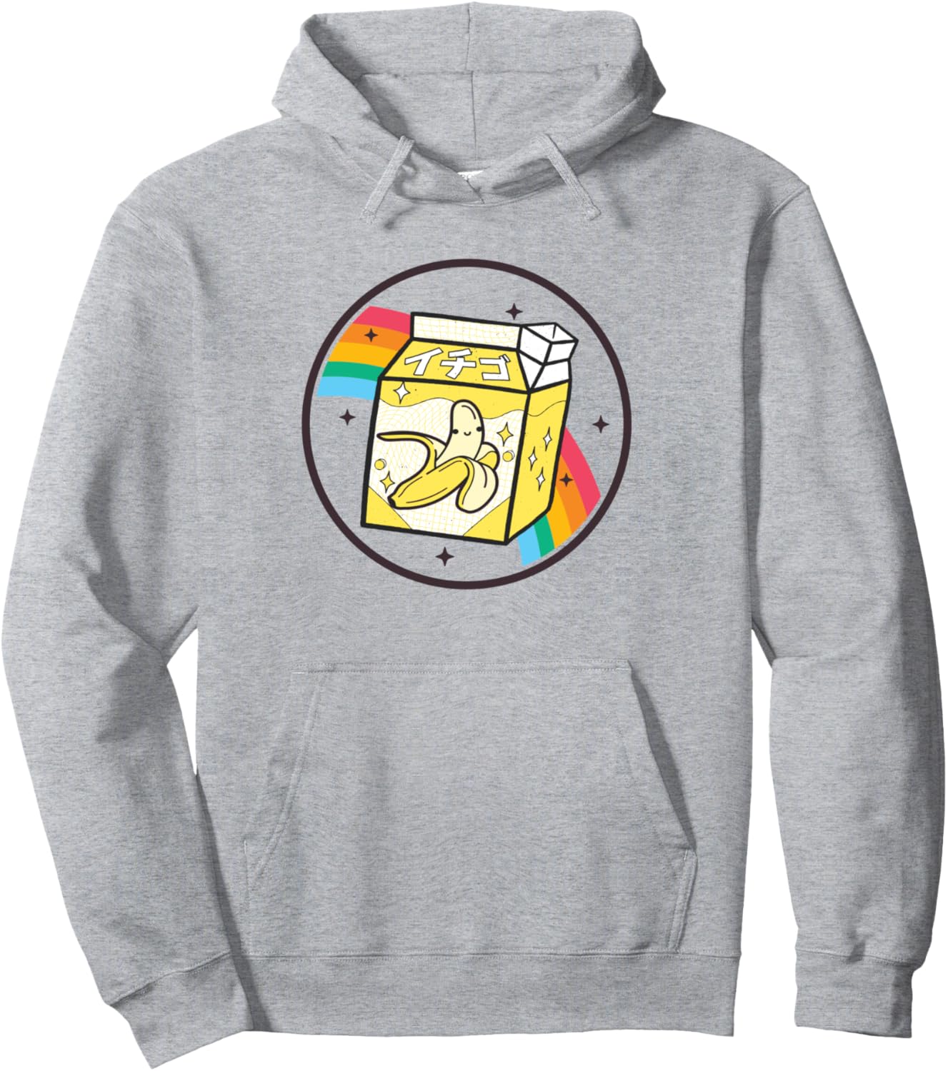 Banana Milk Carton Rainbow Japan Style Otaku Vaporwave Anime Pullover Hoodie