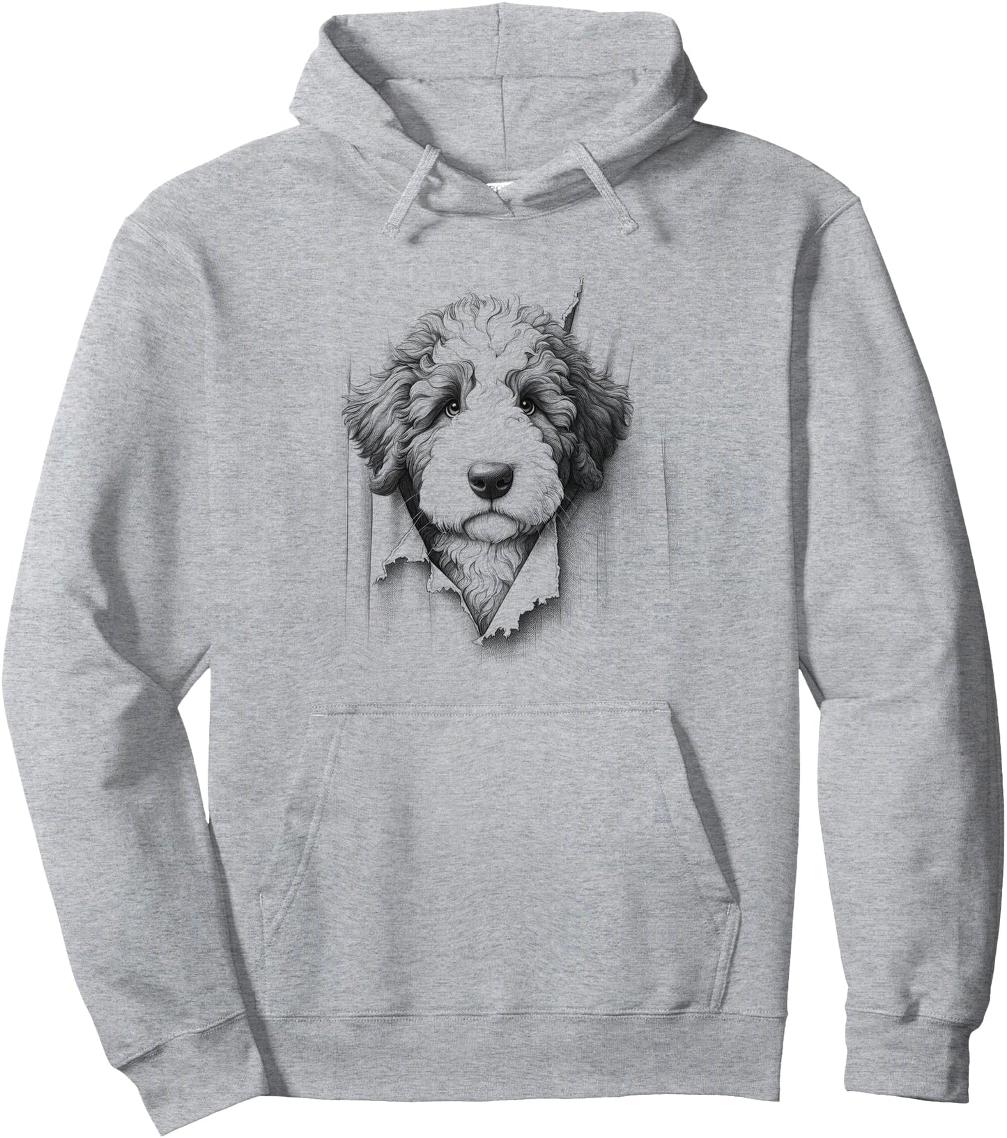 Cute Bernedoodle Peeking Dog Design Pullover Hoodie
