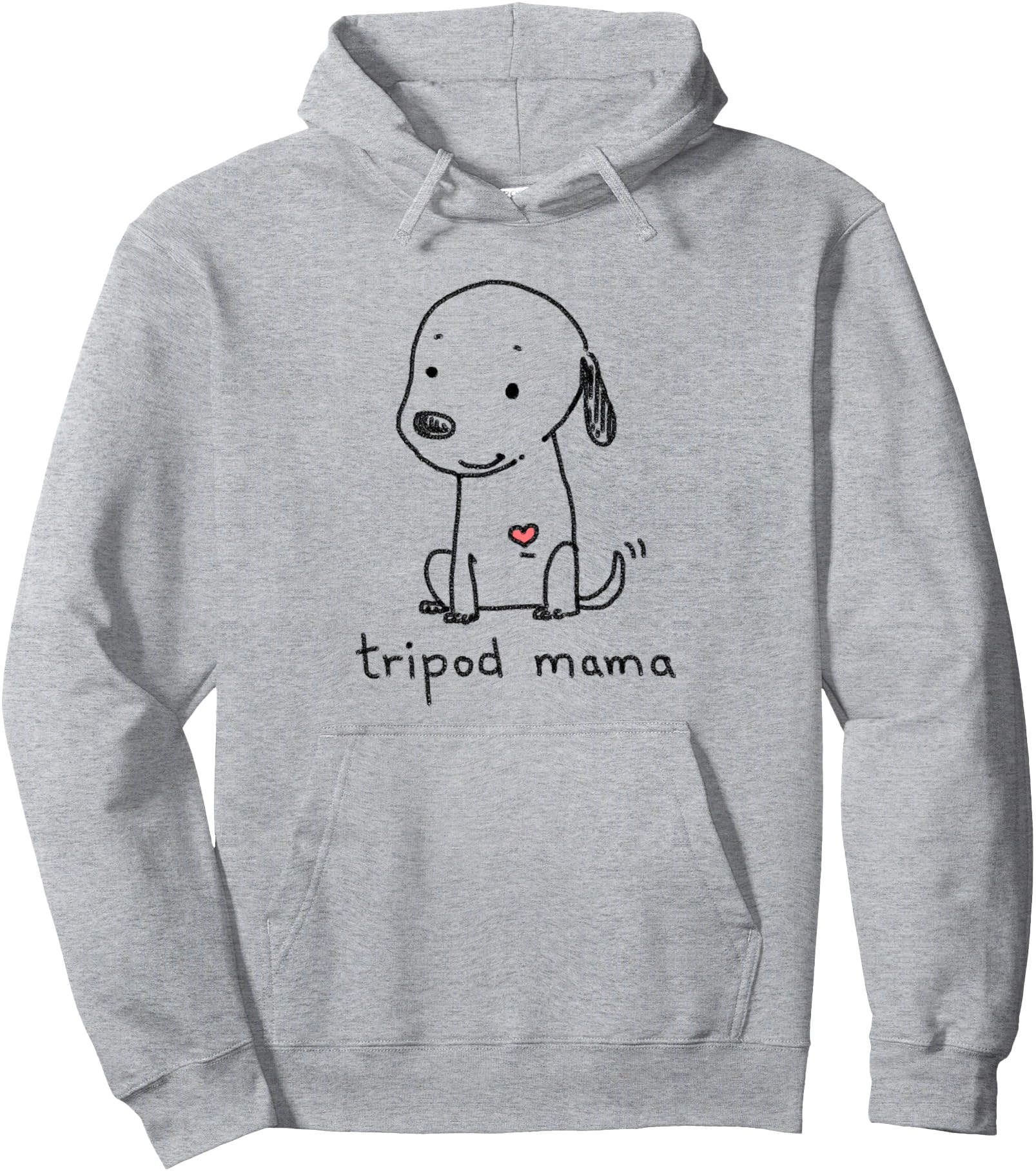 Tripod Dog, Dog Mom, Cute Cartoon Dog, Three Legged Dog Pullover Hoodie