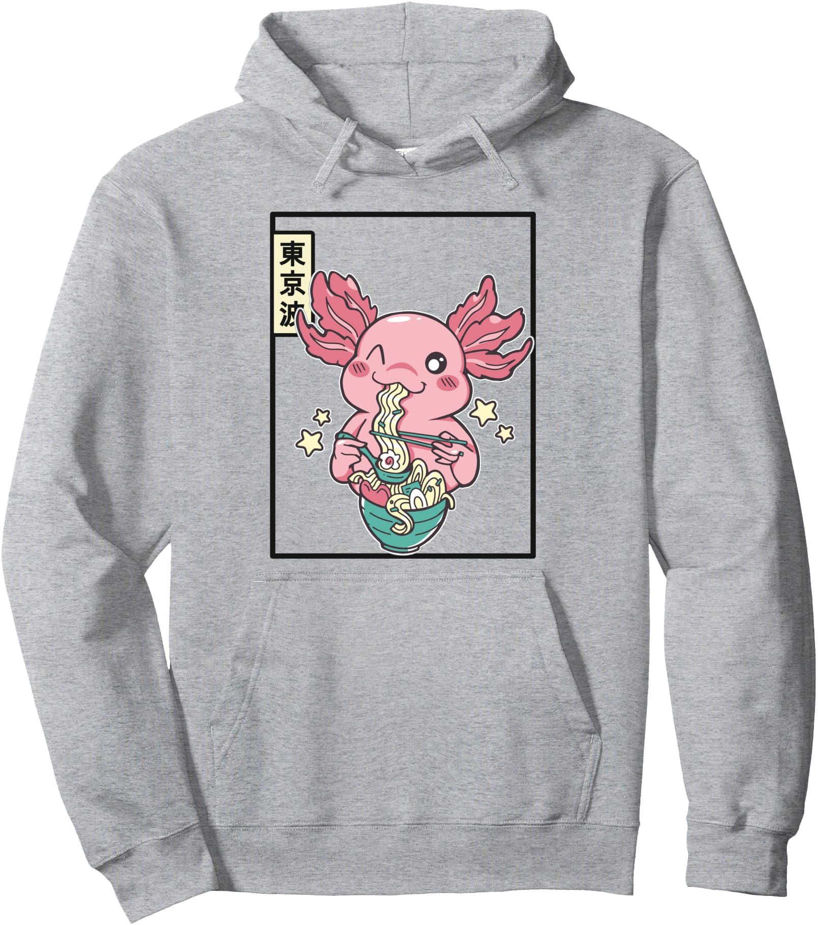 Kawaii Axolotl Eating Ramen Japanese Aesthetic Teen Anime Pullover Hoodie