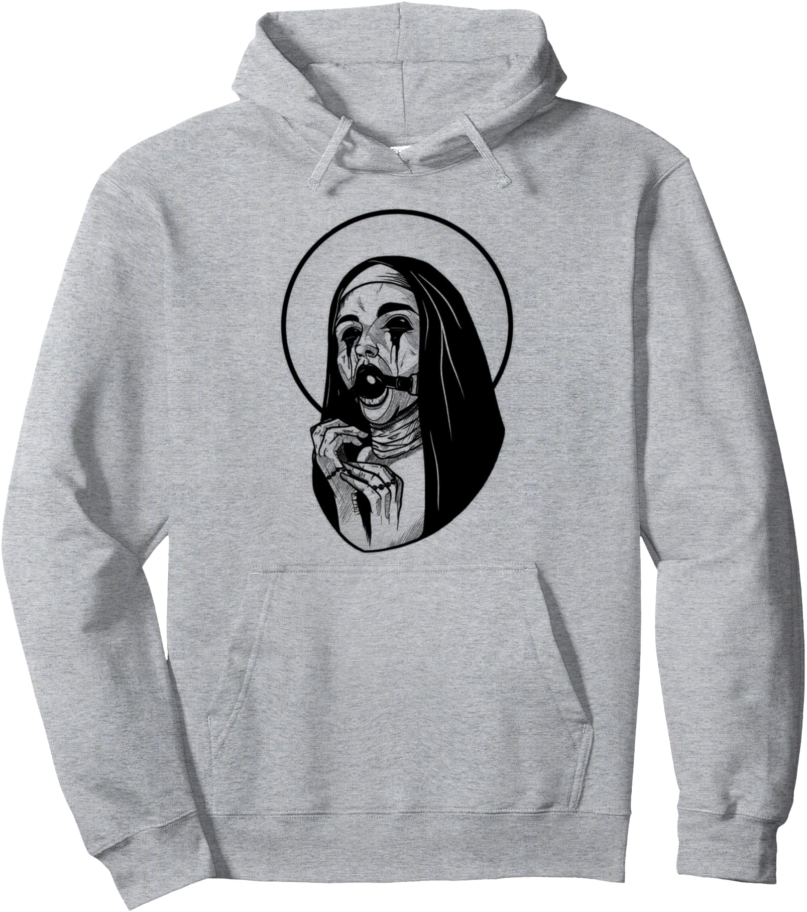 Nun with Ball in Mouth, Evil Nun Motif T-Shirt, Manga Anime Pullover Hoodie