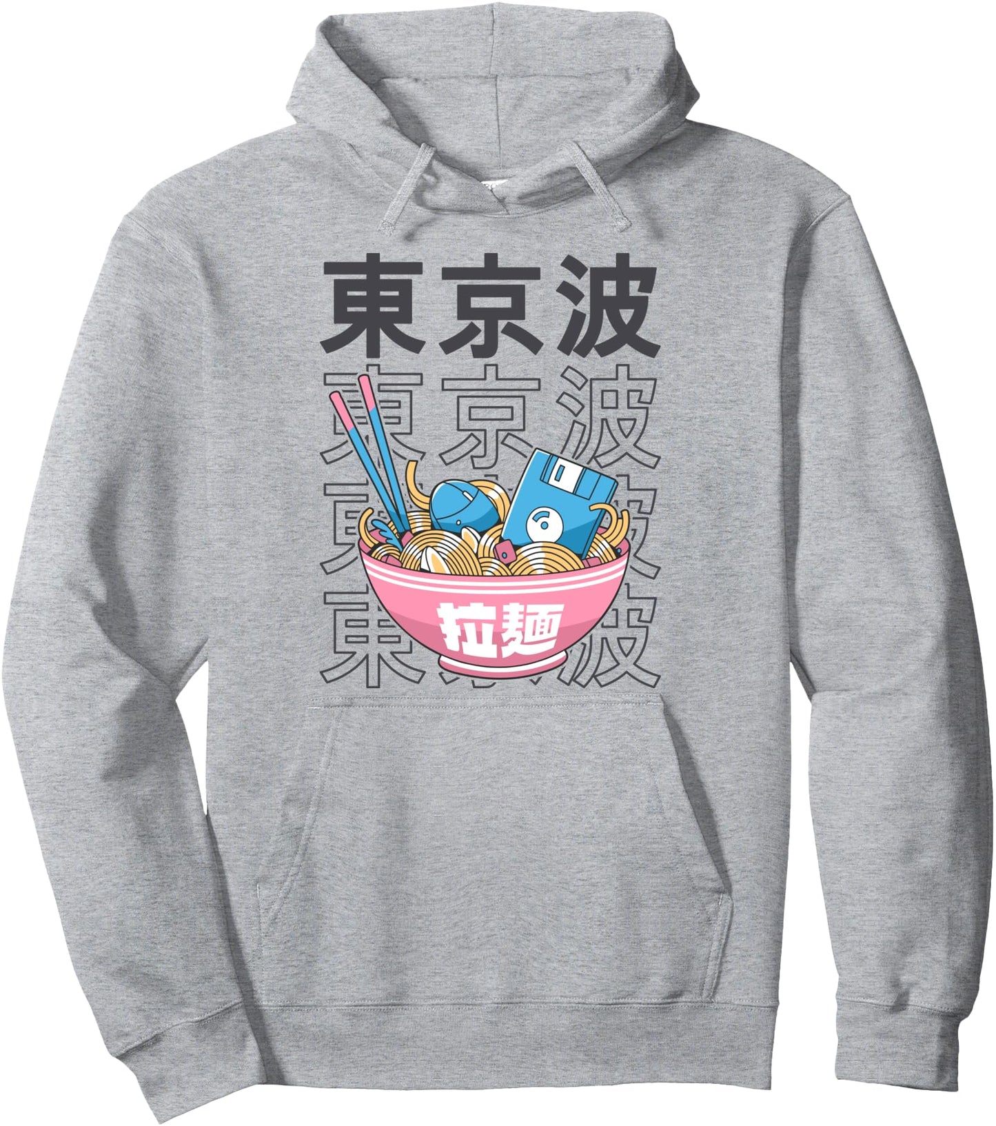 Digital Ramen Bowl Kawaii Aesthetic Otaku Vaporwave Anime Pullover Hoodie