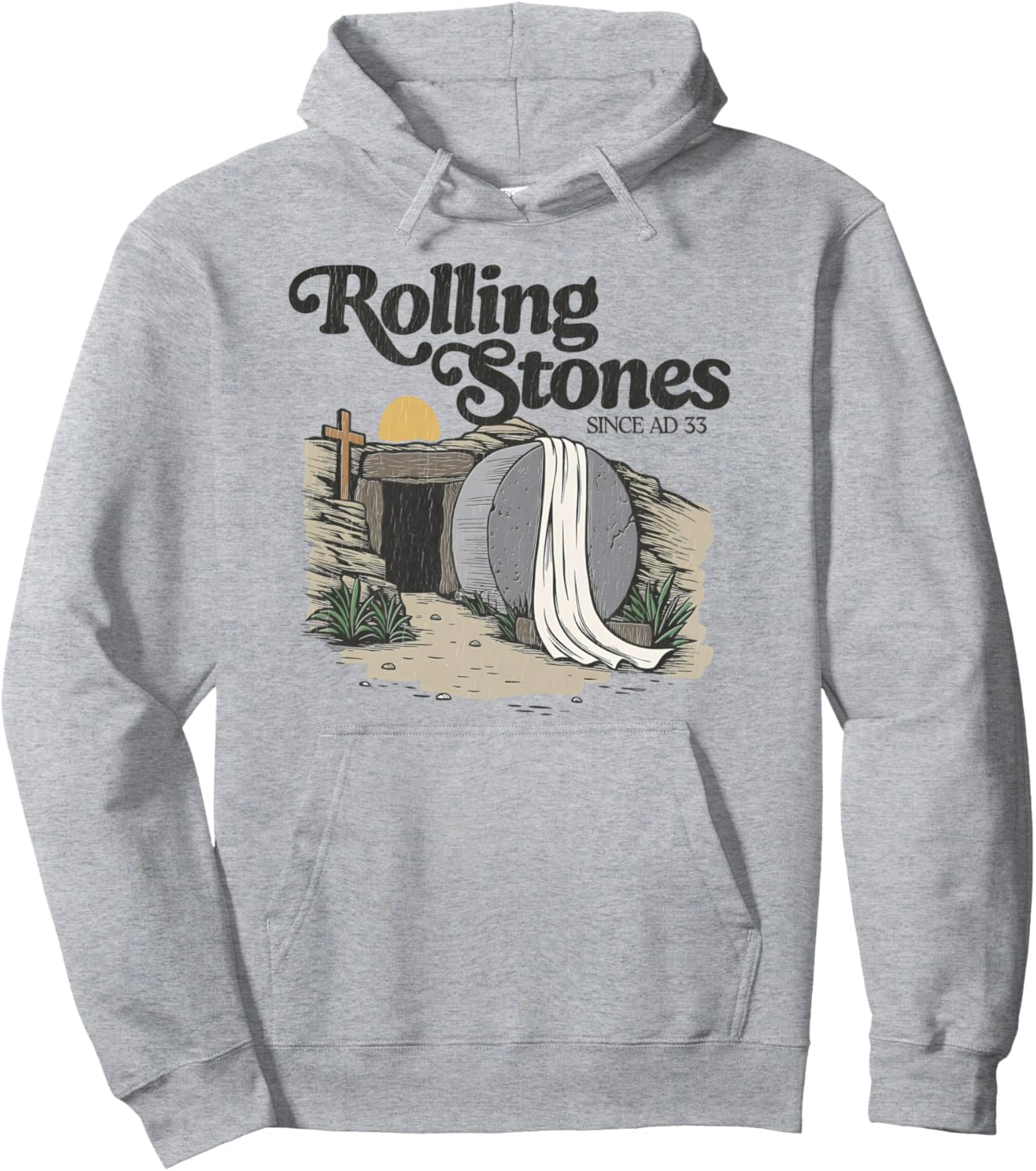 Easter The Stone Was Rolled Away He Is Alive Retro Christian Pullover Hoodie