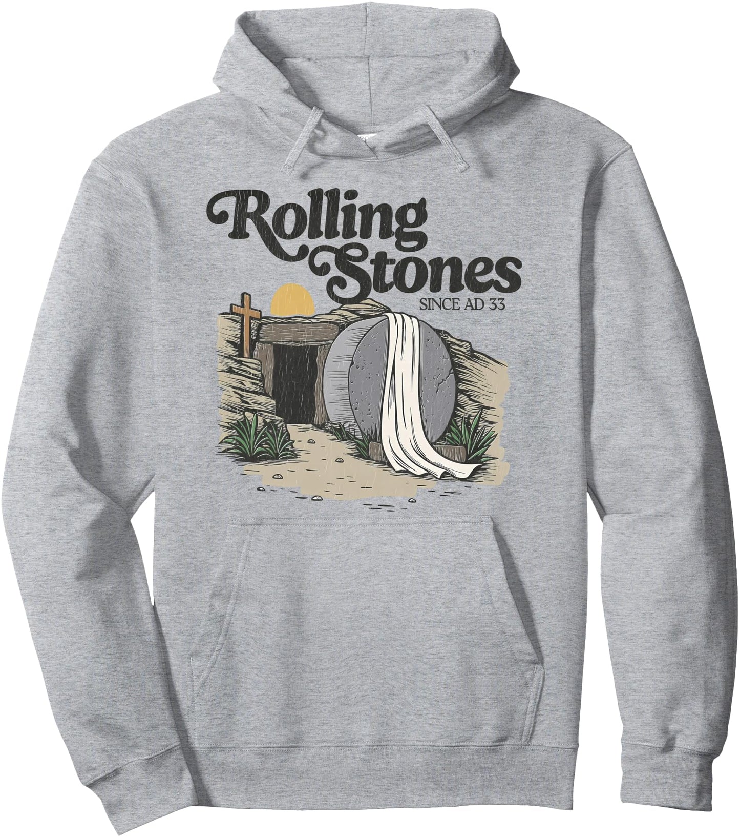 Easter The Stone Was Rolled Away He Is Alive Retro Christian Pullover Hoodie
