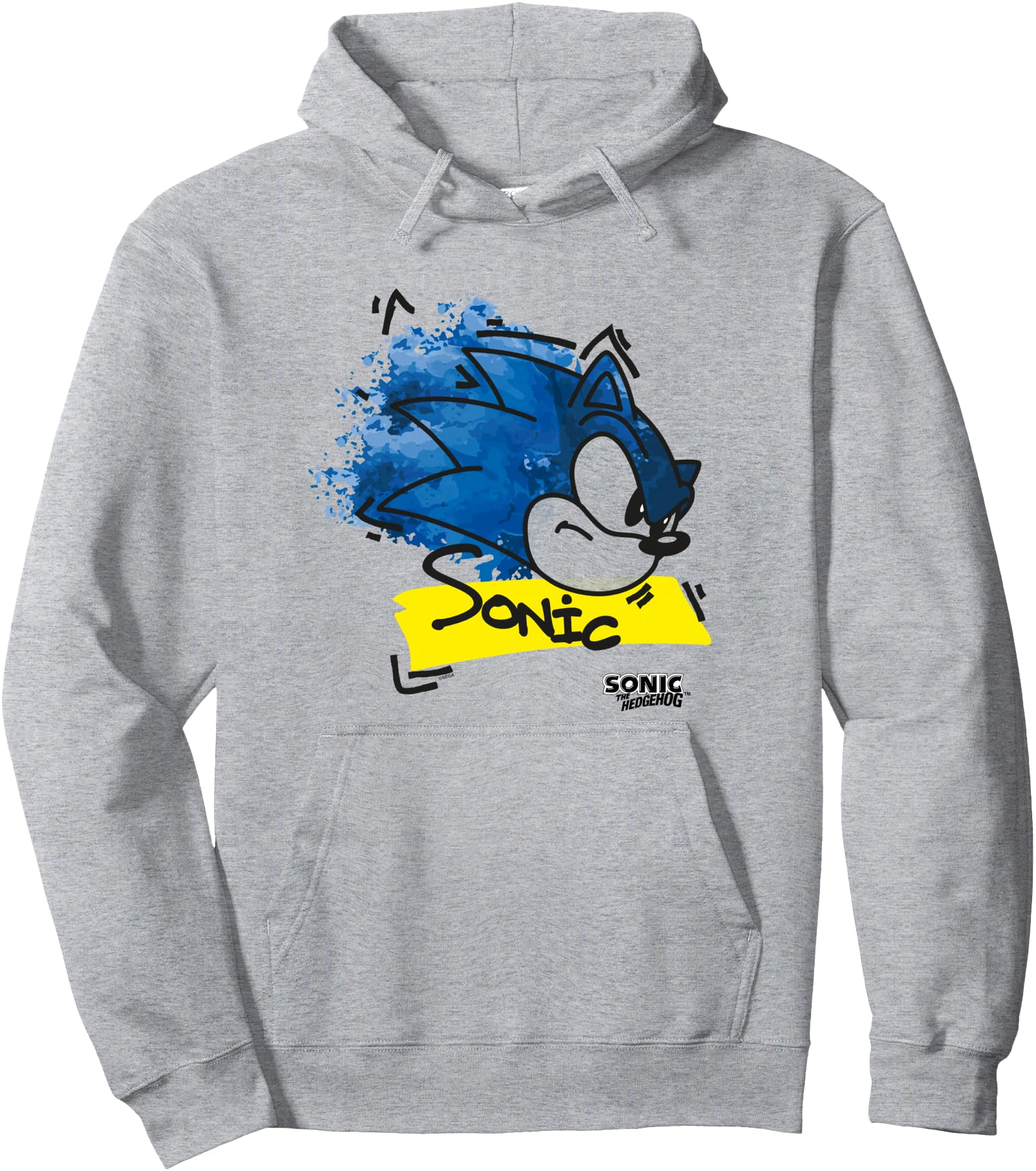 Sonic The Hedgehog Distressed Watercolor Face Outline Pullover Hoodie