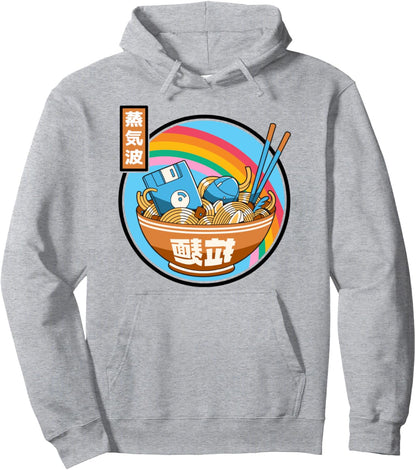 Digital Ramen Bowl Japan Style Pastel Otaku Anime Vaporwave Pullover Hoodie