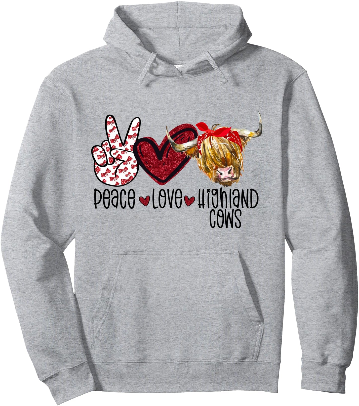 Highland Beef Cow Farmers Peace Love Highland Cows Pullover Hoodie