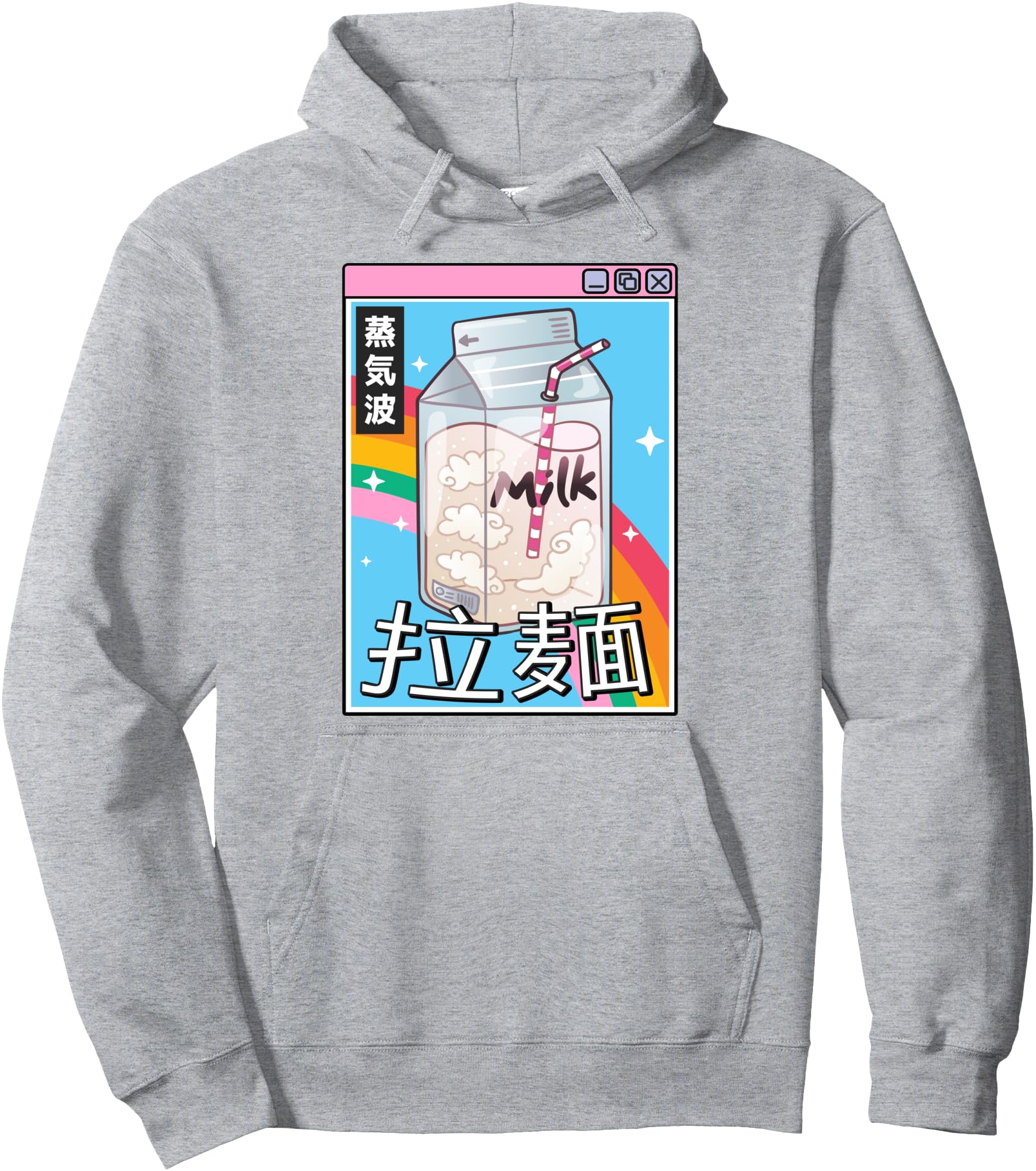Milk Carton Rainbow Japan Style 80s Otaku Vaporwave Anime Pullover Hoodie